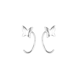 Elegant S925 silver butterfly ear hooks with unique C-shaped semi-hoop design for women