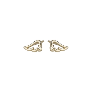 Elegant 925 silver plated gold angel wing stud earrings for women with hollow design
