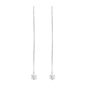 Elegant 925 silver plated snowflake threader earrings with sparkling cubic zirconia centers