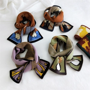 Cartoon Reindeer Knitted Scarf Women Winter Warm Long Scarf Christmas Deer Pattern Student Fashion Neck Warmer Soft Wrap