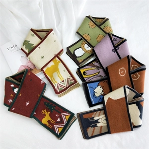 Chic cartoon elk knitted scarves in multiple colors for winter warmth and style