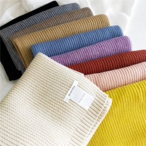 Thick ribbed knit scarf collection in multiple solid colors for autumn and winter warmth