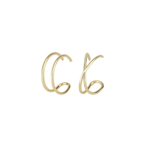 Elegant gold U-shaped cross ear cuffs with double layer and geometric wrap design