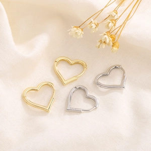 Boucles D'oreilles Créoles Cœur Minimalistes En Cuivre Avec Silver Earring Post Bijoux De Mode Pour Femmes