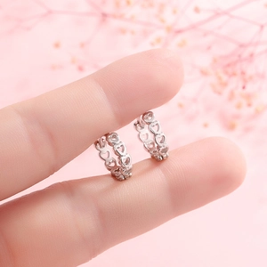 Hollow Heart Shaped Hoop Earrings Copper Minimalist Small Sweet Elegant Jewelry Accessories For Women