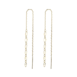 Elegant gold S925 sterling silver long tassel threader earrings with oval link accents
