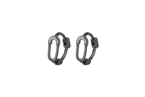 Detail view of S925 sterling silver paperclip hoop earrings in gunmetal black finish