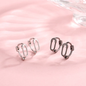 Safety Pin Hoop Earrings With 925 Sterling Silver Earring Post Creative Paperclip Design Korean Hip Hop Style Jewelry