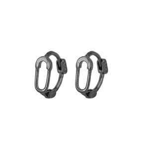 Creative S925 sterling silver paperclip hoop earrings in matte black industrial finish