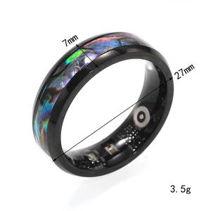 Bague connectée avec incrustation en nacre pour suivi cardiaque et sommeil, 7mm 3.5g