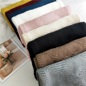 Thick knitted heart pattern winter scarf available in nine elegant solid colors