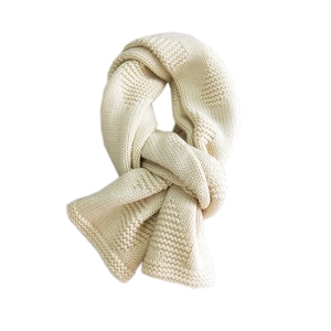 Thick cream heart-knit scarf for women, warm winter neck wrap in minimalist style