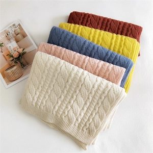 Thick cable knit solid color winter scarf for women in multiple soft warm pastel shades