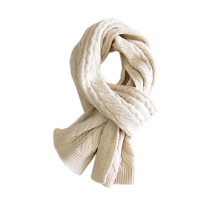 Solid cream cable knit scarf for women, warm winter neck wrap in chunky minimalist style