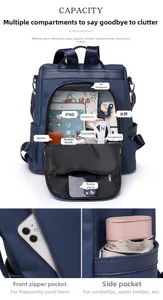 Detail view of high capacity backpack with compartments for A4 magazines and iPad