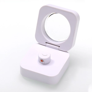 Scatola per anelli intelligenti bianca con luce LED e finestra circolare trasparente