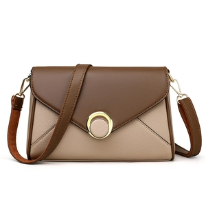 Damen Mode Trendy Farbblock PU Leder Umhängetasche Umschlag Kleine Quadratische Schultertasche Mit Gold Metallschnalle Alltag Satchel
