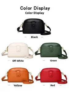 Collection of minimalist crossbody bags in five colors with lychee texture and gold hardware