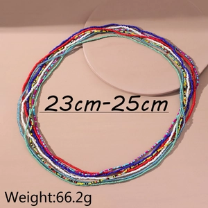 Detail showing colorful elastic glass seed beads with 23-25cm size and 66.2g weight