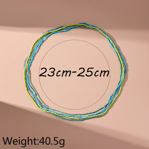 Detail of blue and green waist beads set with 23cm-25cm size and 40.5g weight info