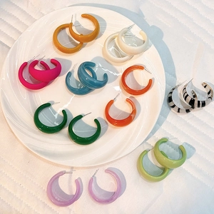 C-Shaped Acrylic Hoop Earrings With Stainless Steel Earring Post Chic Minimalist Colorful Fashion Jewelry For Women