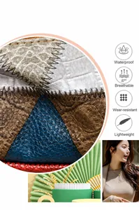 Detail of color-block shoulder bag featuring crocodile texture and zigzag stitching