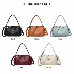 Détails des sacs à bandoulière en cuir texturé en cinq couleurs avec logo kangourou