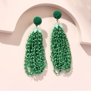 Long Beaded Tassel Earrings For Women Bohemian Ethnic Style Handmade Glass Seed Beads Alloy Jewelry Gift