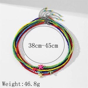 Colorful handmade seed bead starfish necklaces with lobster clasp, 38cm-45cm length