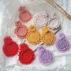 Bohemian Handmade Seed Bead Drop Earrings Round Woven Ethnic Statement Earrings For Women Fashion Jewelry Beach Vacation Gift