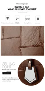 Detail of waterproof brown leather tote showing stitching and silver metal pendant