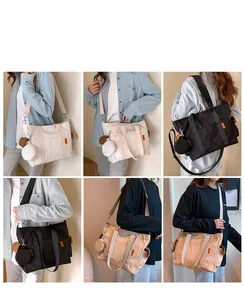 Collage of fashion canvas tote bag with adjustable strap and mini round coin pouch
