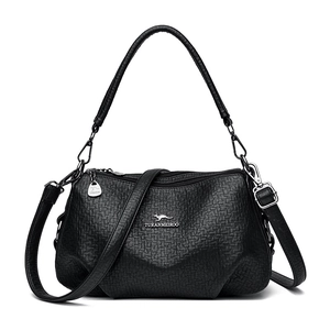 Sac à Épaule en Cuir PU Gaufré pour Femmes Sac Bandoulière Vintage Avec Logo Kangourou Compartiments Multiples Mode Quotidienne