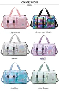 Color options of holographic waterproof travel tote bags with detachable straps