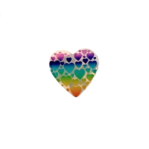 Transparent acrylic heart accessories with colorful rainbow gradient patterns for DIY jewelry