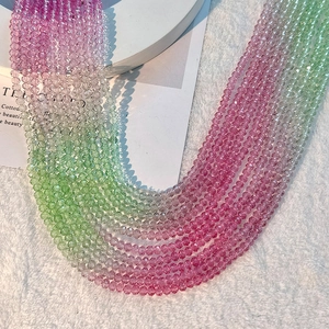 Perles de cristal facettées avec dégradé rose et vert pour création de bijoux