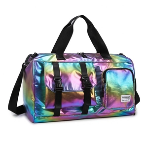 Borsa da viaggio olografica laser per palestra e sport con finitura multicolore
