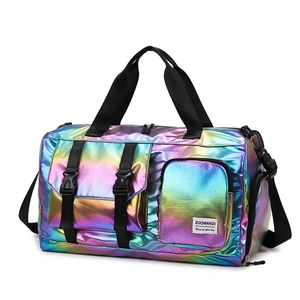 Borsa da viaggio olografica con finitura arcobaleno e separazione secco-umido