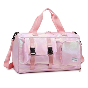 Borsa da viaggio olografica rosa ad alta capacità con separazione tra umido e secco