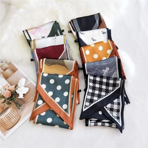 Écharpe Fine Femme Satin Soyeux Cravate Ruban De Sac Imprimé Floral Pois Géométrique Élégant Français Accessoire Mode