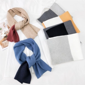 Sciarpa In Maglia Inverno Design Blocchi Due Toni Calda Spessa Lunga Versatile Costine Moda Coreana Per Uomini Donne Morbida