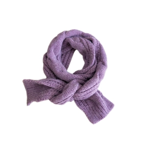 Chunky cable knit purple scarf for women made of soft warm acrylic fabric
