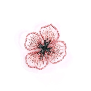 Gros plan d'écussons floraux brodés en métal rose avec base en organza pour loisirs créatifs