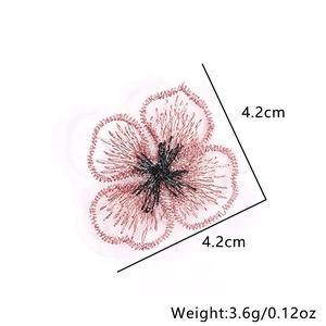 Écusson fleuri brodé rose et noir, 4,2 cm pour accessoires de bricolage DIY