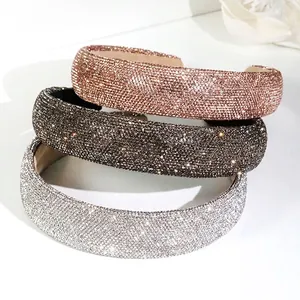 Serre-Tête Large En Strass Pour Femmes Bandeau Rembourré Étincelant Accessoires De Cheveux Élégants Pour Fête