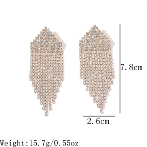 Vintage gold crystal tassel earrings for women with detailed luxury jewelry dimensions