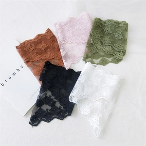 Five-piece vintage floral lace triangle scarf set in assorted colors on white fabric