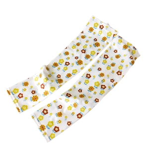 Ice silk cooling arm sleeves with yellow floral patterns for summer outdoor sun protection