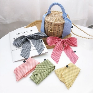 Lot de six foulards étroits à carreaux pastel pour cheveux et sacs à main