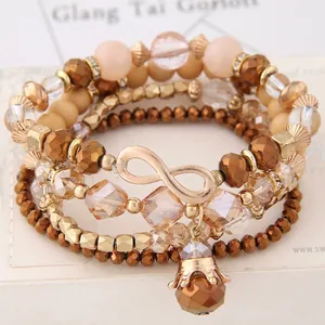 Ensemble de bracelets multicouches bohème avec perles de cristal et breloque infini